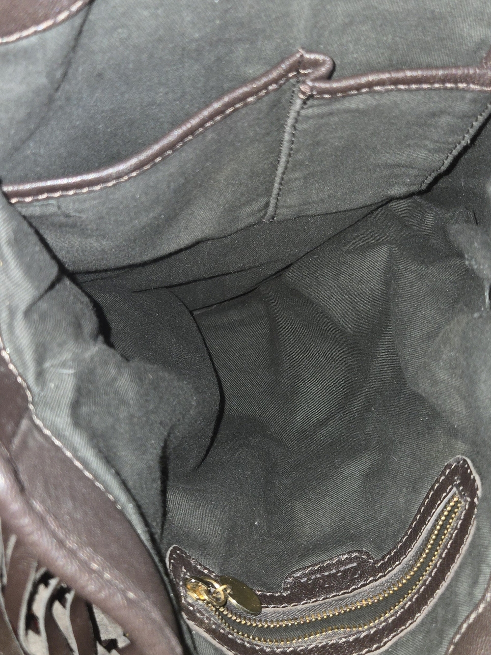 Zara Brown Fringed Tote with Gold Hardware - Picture 5 of 8